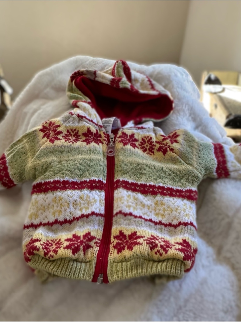 Vintage SMALL WONDERS 0/3 mo. Infant Green Sweater w/fleece lining